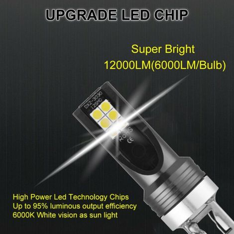Kit de bombillas LED H7 para faros antiniebla de coche, 200W, luz blanca de 6000K, con decodificador HID y luz de posición.