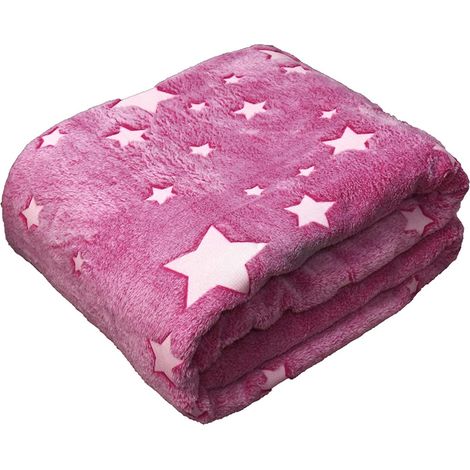1 Couverture enfant, microfibre, phosphorescente, étoiles, 127x152cm, chambre (1/5)