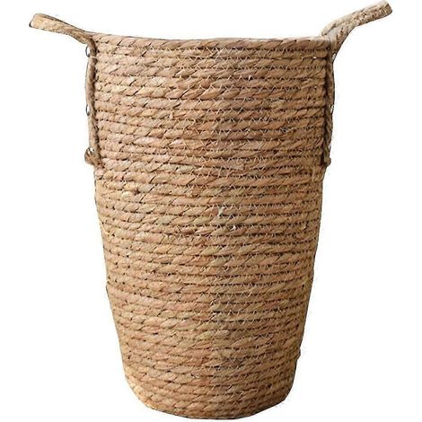 Handgewebter Pflanzkorb, Blumentopf mit PP-Einsatz und Griffen, dekorativer rustikaler Stil, vielseitiger Pflanzbehälter für Terrasse und Veranda-Size S (1/5)