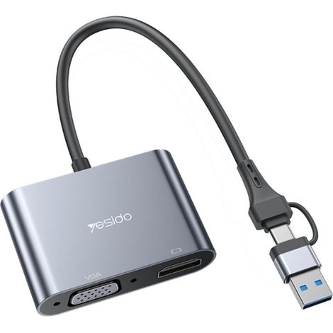 Adattatore splitter per schermo Yesido da USB-A/USB-C a HDMI/VGA