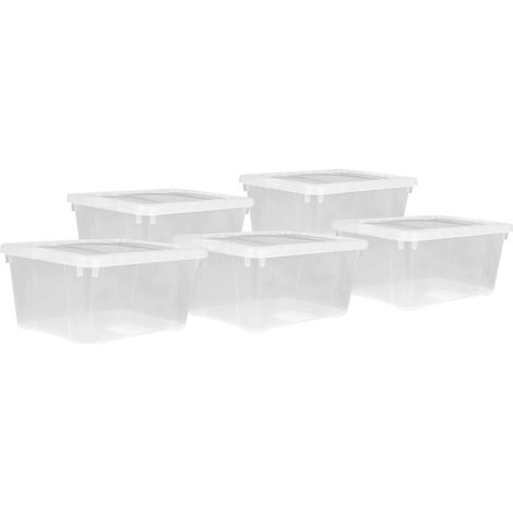 Kunststoff Aufbewahrungsbox transparent - 4,5 L / 5er Set - Universal Klasicht Box mit Deckel 37 x 26 cm - Multibox Lagerbox Sammelbox Organizer Box Spielzeug Kiste