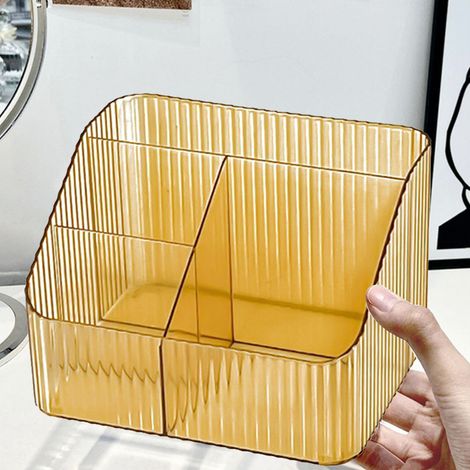 Boîte de rangement de bureau transparente de style nordique, de forme trapézoïdale, ouverte, pour téléphone portable et fournitures de bureau, organisateur de rouge à lèvres et de masques pour le visa (1/5)