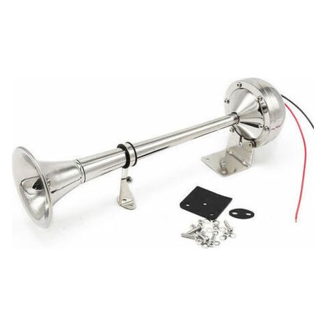 Klaxon monotube 125 dB en acier inoxydable – Klaxon 12V pour yacht et bateau – Avertisseur sonore puissant pour voiture (1/5)