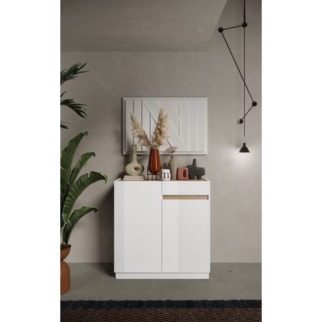 Buffet FANTASY Blanc laqué/chêne Cadiz 105 x 107 cm