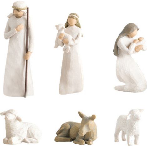 Weihnachtsbaumschmuck-Set mit Darstellungen der Geburt Jesu, Krippenszene, christliches religiöses Set der Heiligen Familie (6-teiliges Set)