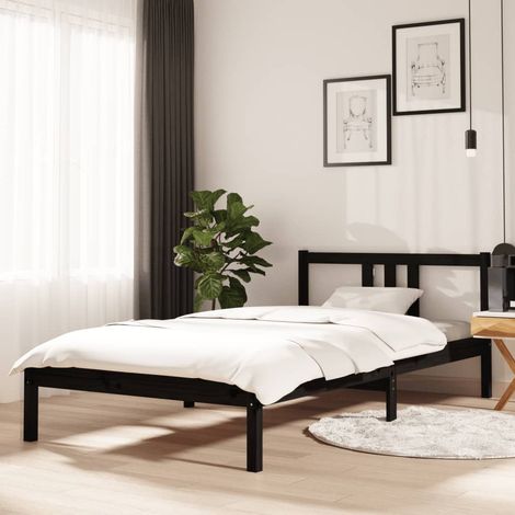 Massivholzbett Schwarz 100x200 cm (1/5)