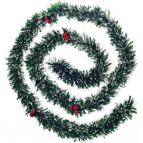 Guirlande de Noël large 7.5 cm Vert Blanc et Baies rouges longueur 2 mètres - Feeric Christmas (1/3)