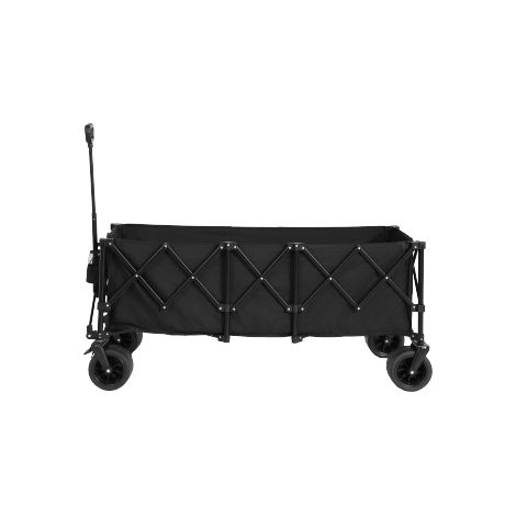 Foldable Extended Wagon with 220lbs Weight Capacity, Heavy Duty 300L Folding Utility Garden Cart with Big All-Terrain Beach Wheels & Drink Holders. Black