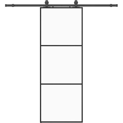 Maison Exclusive - Schiebetür mit Beschlag Schwarz 76x205 cm ESG-