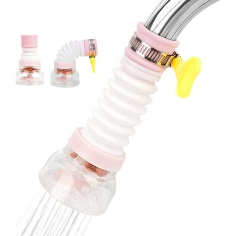 Kitchen Faucet, 3 Pieces Mini 360 Degree Rotating Faucet Water Filter 360° Kitchen Faucet Water Filter, Faucet Sprayer Faucet Water Filter for Home Faucet (Pink) (1/5)