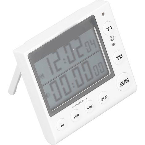 Kompakter digitaler Timer mit Countdown und Stoppuhr, vielfältigen Funktionen, einstellbarer Lautstärke, weiß, ideal für Küche, Arbeitszimmer und Sport. (1/5)