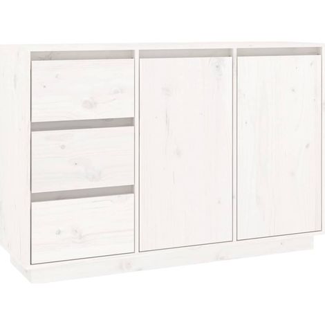 Sideboard/Anrichte/Buffet Weiß 111x34x75 cm Massivholz Kiefer LXWW251757 (1/5)