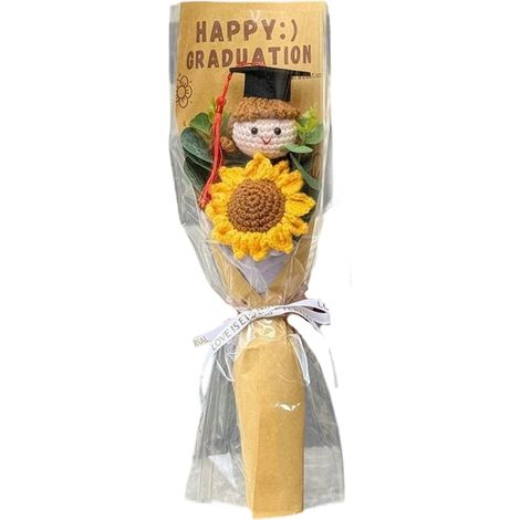 Bouquets floraux à tige unique en crochet - Facile à utiliser - Artisanat en laine symbolique - Cadeau pour célébration - Tige unique - Fleur au crochet (1/5)