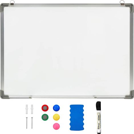 Tableau blanc magnétique effaçable à sec mural en acier blanc 70 x 50 cm - PANGIVO (1/5)
