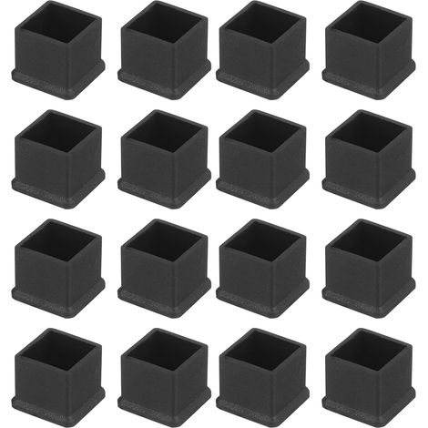 36 Embouts de pieds carrés, PVC noir 16mm, Patins antidérapants, Protecteurs de sol, Pour meubles intérieur et extérieur (1/5)