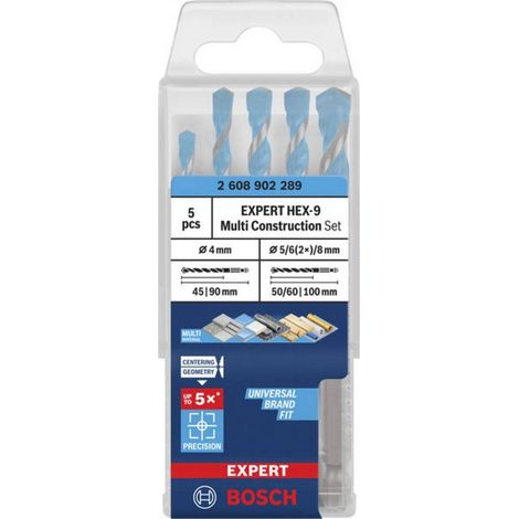5 forets multi-matériaux hex-9 expert 4/5/6/8 - BOSCH - 2608902289 (1/2)