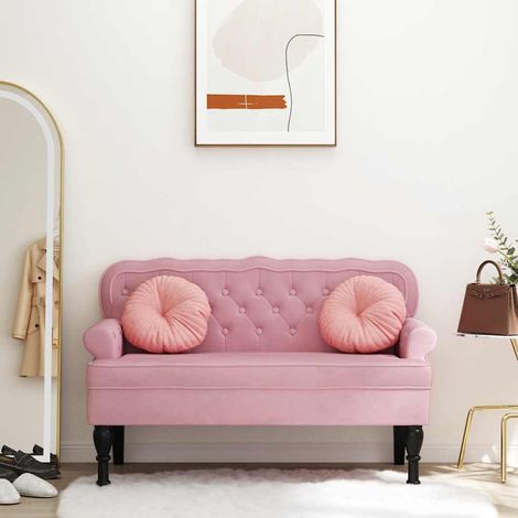 vidaXL Banc avec dossier rose 119,5x64,5x75 cm velours (1/5)