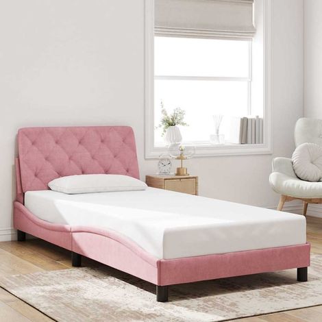 Bettgestell ohne Matratze Rosa 100x200 cm Samt (1/5)