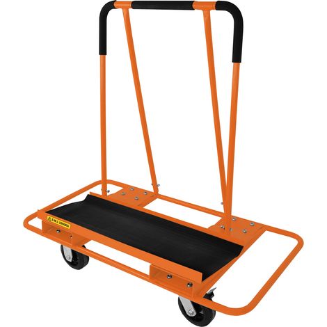 Carretilla p/Placas de Yeso h. 1000kg Acero Resistente 2 Ruedas Fijas y 2 Giratorias Frenos Alfombrilla Antideslizante Transportador Carga Pesada Carro p/Paredes Secas Soporte p/Tableros (1/5)