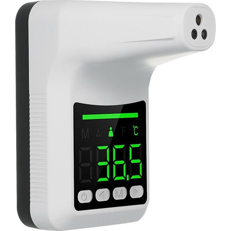 Thermomètre frontal infrarouge sans contact mural, °C/°F commutable, 3 couleurs