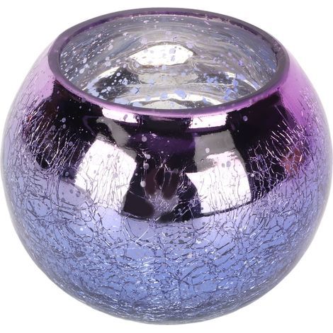 Lila Kerzenhalter aus Glas mit Farbverlauf, handgefertigt und romantische Tischdekoration für eine warme Atmosphäre (1/5)