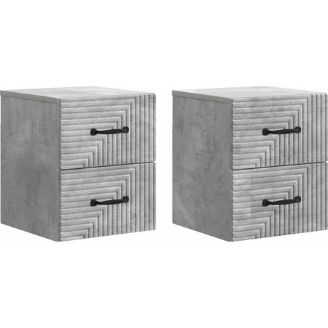 Wall-Mounted Bedside Cabinet with Drawer 2 pcs Concrete Grey vidaXL