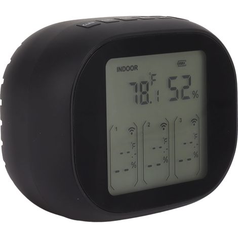 Thermomètre intérieur extérieur sans fil noir commutation Celsius Fahrenheit visible la nuit moniteur hygromètre pour maison usine bureau (1/5)