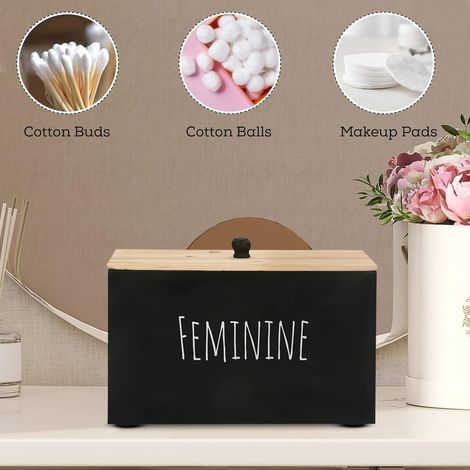 Boîte de rangement compartimentée en bois massif avec couvercle — Noir Dimensions : 20 x 13 x 13 cm (1/5)