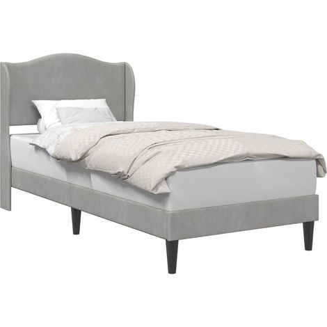 Bed Frame with Headboard Light Grey 90 x 190 cm Velvet vidaXL