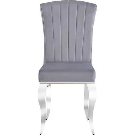 Chaise baroque métal & velours gris Bolti (1/4)
