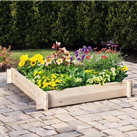 Porte-plantes en bois carré pour potager 100 x 100 x 16 cm sans (1/5)