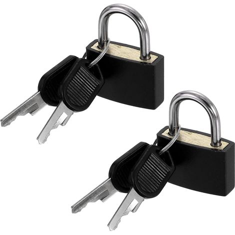 Lot de 2 petits cadenas de 3,6 cm avec clés de 3,6 cm de long, recouverts d'ABS en laiton massif, antirouille et étanche, pour sac à dos, casier, armoire, boîtes, noir (1/5)
