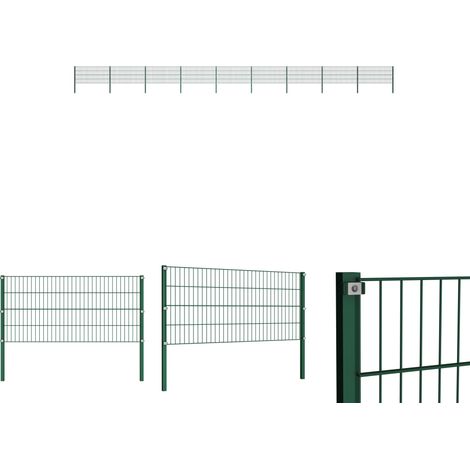 Gartenpfosten - vidaXL Zaunelement mit Pfosten Eisen 1557,5 x 80 cm Grün - Gartenzaunpfosten (1/5)