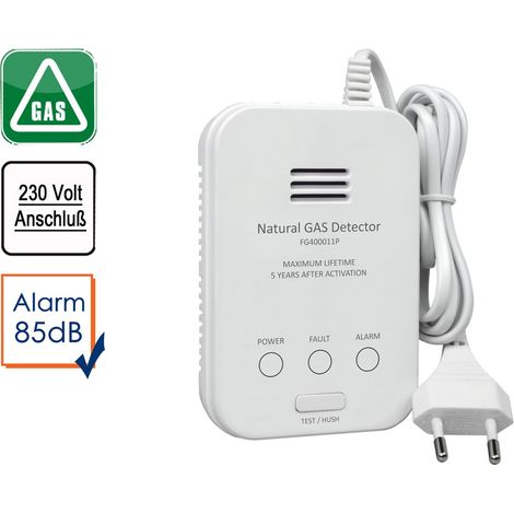 Gasmelder für Methangas 85dB, Testtaste & Zuleitung (1/3)