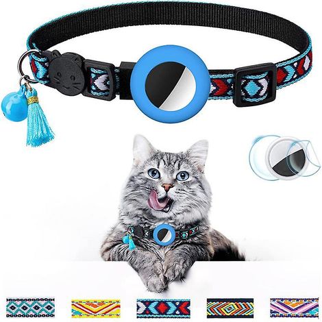 collier Chat (s, Bleu),collier Pour Chat Avec Cloche Collier Chat Airtag Support Airtag Tanche Boucle De Scurit,collier Chat Anti Tranglement,coll (1/5)
