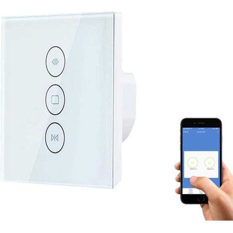 WLAN-fähiger Rolloschalter, wandmontierter Vorhangschalter, kompatibel mit Alexa-Sprachfernbedienung, WLAN-Touchschalter, Touch-Wandschalter [Neutralleiter erforderlich] (1/5)