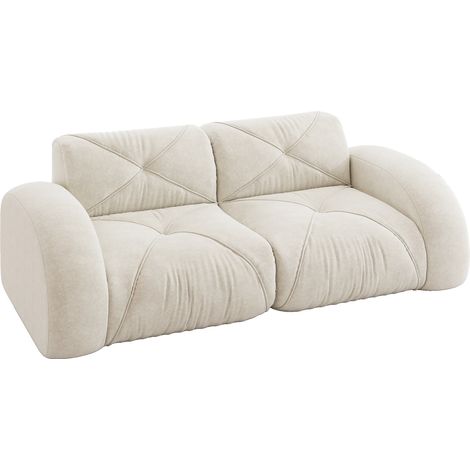 Modulares 2-Sitzer-Sofa ohne Armlehnen aus hellbeigem Chenille (1/5)
