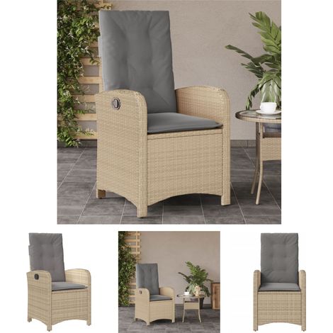 The Living Store Gartensessel mit Kissen Verstellbar Beigemischung Poly Rattan -  Gartenstühle (1/5)