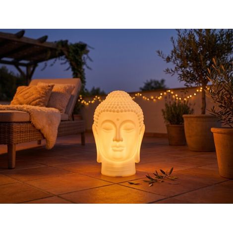 Deko LED RGBW Solarleuchte Buddha Kopf mit Fernbedienung, Höhe 50cm (1/5)