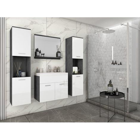 Ensemble de meubles de salle de bain MONTREAL XL, ensemble de meubles de salle de bain, lavabo inclus, couleur matera/blanc brillant (1/3)