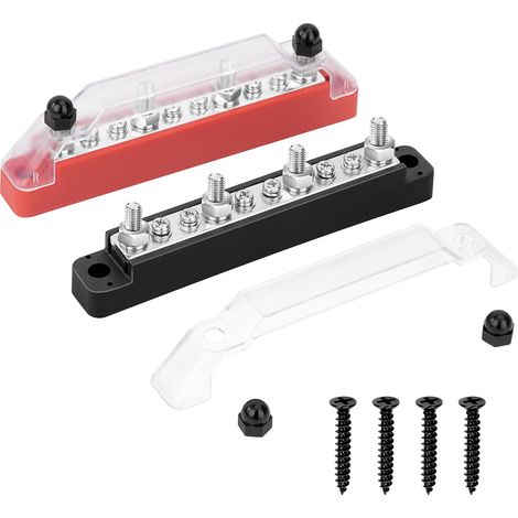 Bloc de Distribution D'alimentation 12V-48V DC BusBar 150A Barres de Distribution D'énergie avec 2xM6 6xM4 Boulons de Borne pour Voiture Camion Bateau Rouge Noir 2 Pièces (1/5)