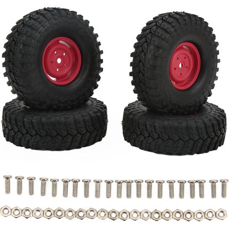 4 Pneus RC 1.9 Pouces Caoutchouc Résistant à l'Usure pour Véhicules Tout-Terrain Crawler Roue de Rechange Rouge (1/5)