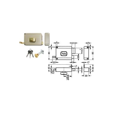 SERRATURA DA PORTONCINO CON POMOLO INTERNO CATENACCIO E SCROCCO 6200  mm.60 DX (Y62000601)    YALE