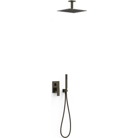 Kit de douche 2 voies Cuadro pour boîtier encastré Rapid‑box Noir Bronze - TRES 00638003KMB