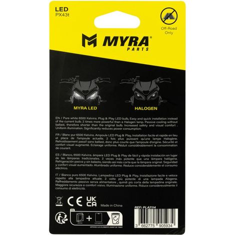 Ampoule LED Myra pour auto P45t R2 DC9V-DC32V Neuf