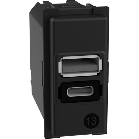 Bticino linea now caricatore usb una porta a+porta c 1m 15w k4191ac
