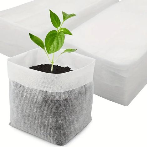 Lot de 100 sacs de semis biodégradables non tissés, adaptés à la maison, au jardin, aux arbres, aux fleurs, aux légumes, aux pots de semis, aux plantes (16 x 18 cm) (1/5)