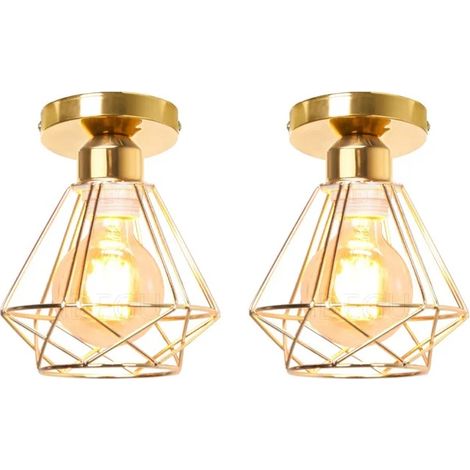 2x Plafonnier Industriel Moderne,16cm Lustre Suspension Vintage en Métal E27 Éclairage de Plafond Design Cage Abat-jour Rétro (1/5)
