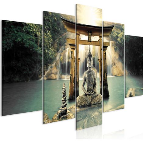 Tableau Imprimé 5 Panneaux "Buddha Smile Wide" 100 x 200 cm (1/2)