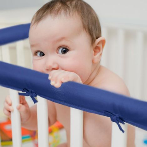 3 Tours de lit, tissu doux hypoallergénique, protection contre chocs, installation facile par nœuds, pour berceau maison crèche (1/4)
